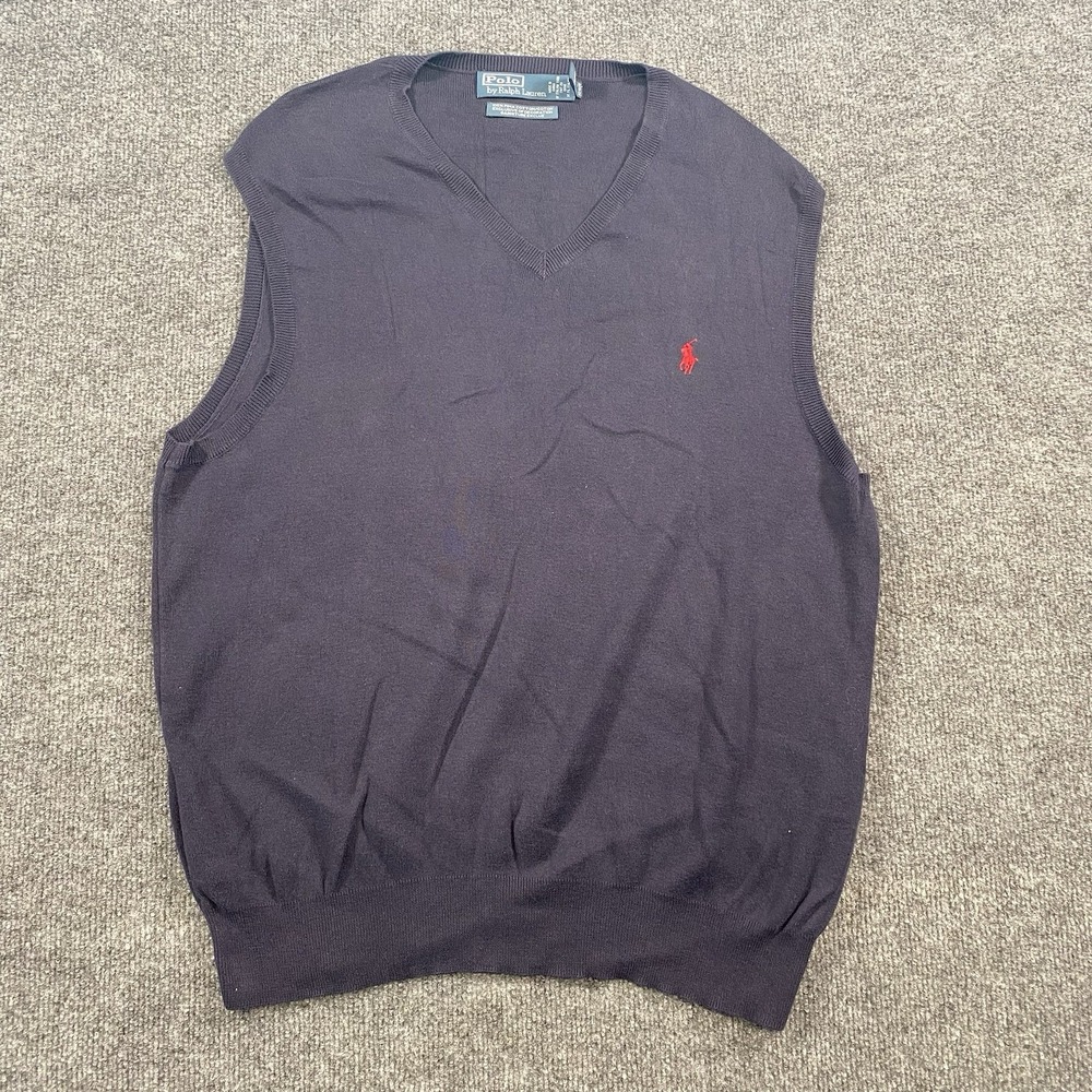 Vintage Y2K Polo Ralph Lauren Pima Cotton Sweater Vest Mens XL Lightweight